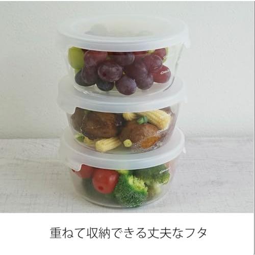 HARIO(ハリオ) 耐熱ガラス製 保存容器 丸 600mL 3個セット 電子レンジOK 食洗機OK 透明ホワイト 日本製 MST-2408-T |  | 02