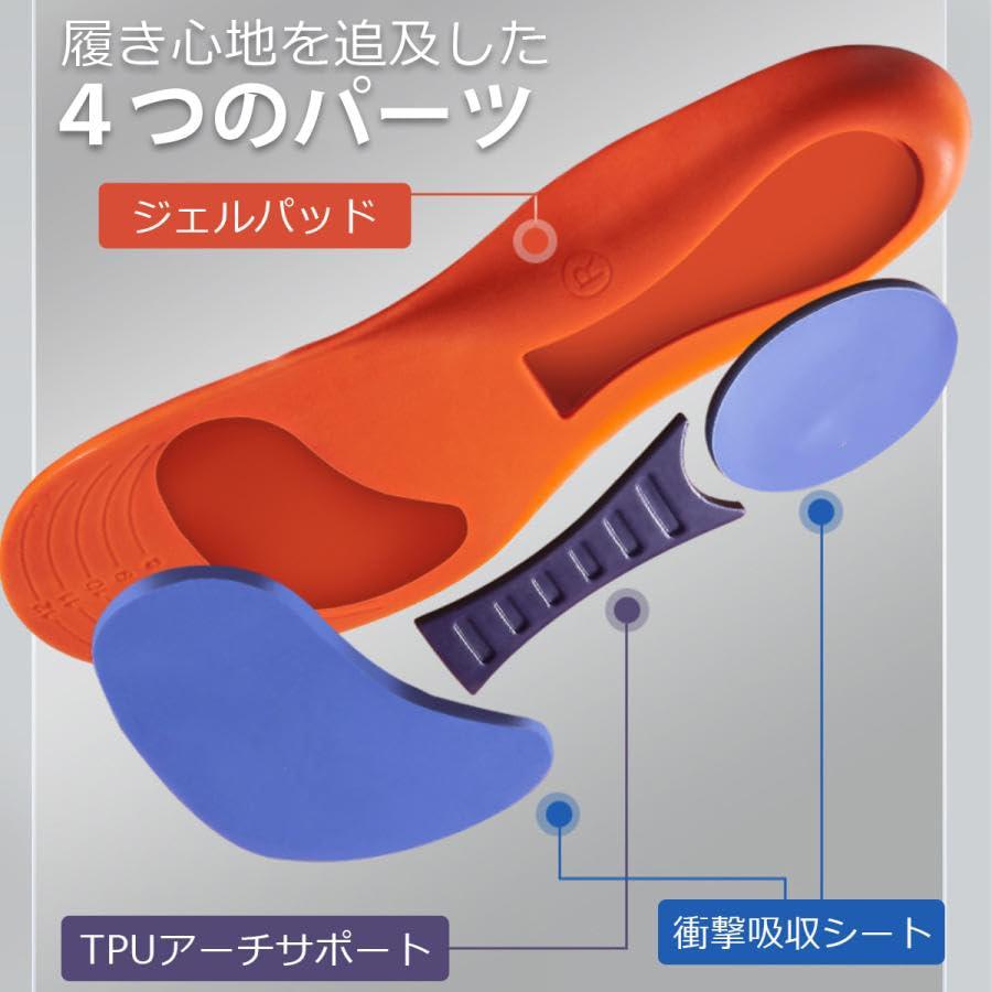2タイプセット/4枚 インソール 軽量 足裏 革靴 衝撃吸収 中敷き 中敷 土踏まず クッション性 アーチサポート 疲れない スポーツ つま先 |  | 01