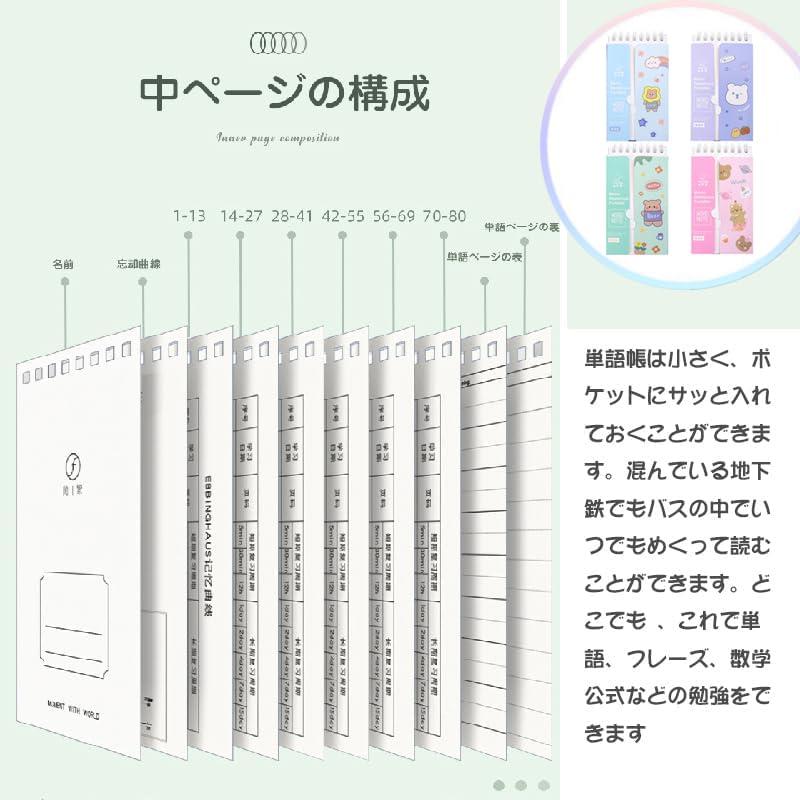 学習帳 単語帳 暗記カード かわいい カバくま 遮るな単語帳 メモ帳 ノート 単語ノート 漢字 英語 大容量 カードリングとじ 検定 勉強 計画 |  | 02