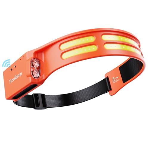 Tebool ヘッドライト Type-C充電式 大容量1800mAh 高輝度 LED 800ルーメン 手振りセンサー機能付き 4種点灯モード 赤 | 
