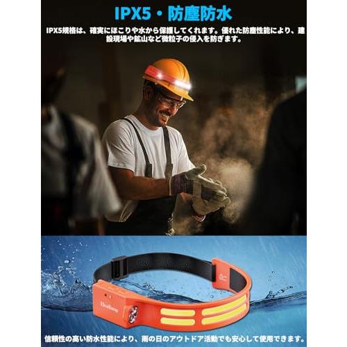 Tebool ヘッドライト Type-C充電式 大容量1800mAh 高輝度 LED 800ルーメン 手振りセンサー機能付き 4種点灯モード 赤 |  | 01