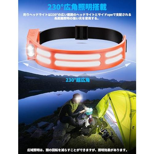 Tebool ヘッドライト Type-C充電式 大容量1800mAh 高輝度 LED 800ルーメン 手振りセンサー機能付き 4種点灯モード 赤 |  | 02
