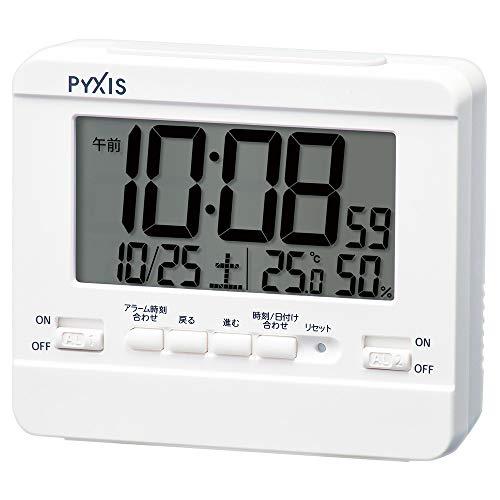セイコークロック 置き時計 目覚まし時計 掛け時計 デジタル 温度湿度表示 PYXIS ピクシス 本体サイズ:9×10.5×4.2cm NR53 | 