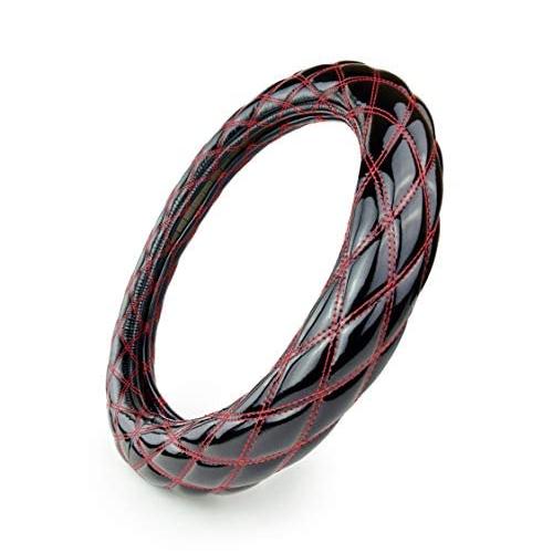 クラッツィオ(Clazzio) ダブルステッチキルトハンドルカバー Sサイズ 艶ありブラック×レッドステッチ 09HEF0039KA | 