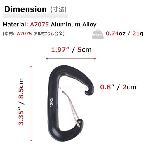Azarxis ロックカラビナ 耐荷重 12KN(1200kg) 登山釦 アルミ カラビナ Dリング ロッキング キーリング 脱落防止 超軽量 |  | 01