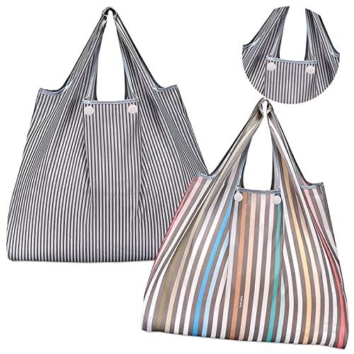 [GOKEI] エコバッグ 2個入り 50×67cm 大容量 折りたたみ 買い物バッグ コンビニバッグ 防水素材 収納 水や汚れにも強い 軽量 | 