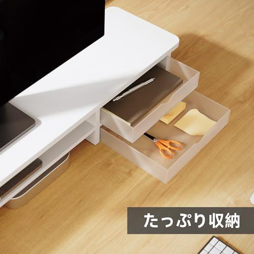 Fenge モニター台 卓上 モニタースタンド パソコン台 机上台 2段 108cm 引き出し 木製 アクリル製 白 pcモニター台 ディスプレ |  | 01