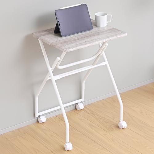 山善(YAMAZEN) テーブル ミニ 折りたたみ キャスター付き デスク 重ねて収納できる サイドテーブル 幅50×奥行44×高さ70.5cm | 