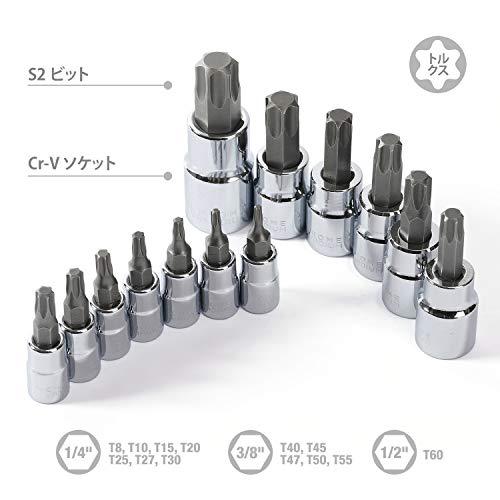 WORKPRO トルクスビットソケットセット トルクスレンチ 差込角 6.35mm 9.5mm 12.7mm 13点1セット |  | 01