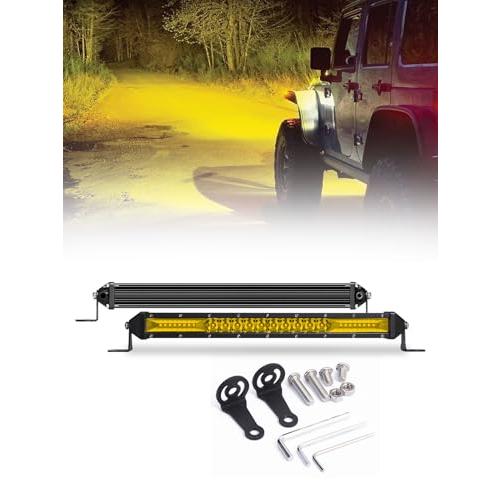 Chelhead led作業灯 イエロー ワークライト ライトバー 78ｗ 10インチ 高輝度チップ製 12v/24v対応 広角 狭角 兼用 一 | 