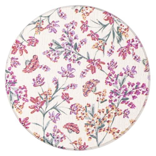 アンドエヌイー(&NE) ラバストーンコースター プリント レッドフラワー LavaStone 直径9cm×厚さ1cm 吸水 コースター 溶岩石 | 