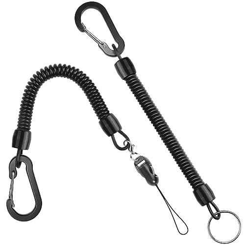 [Chisafly] カールコードストラップ コイルストラップ キーチェーン 伸びる 丈夫 太めタイプ カラビナ リング ロック機能付き スマホ | 