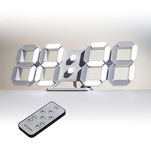 KOSUMOSU デジタル時計 LED 壁掛け 置き時計 明るさ自動感応 3D LED CLOCK 目覚まし時計 10インチリモコン付きナイトラ | 