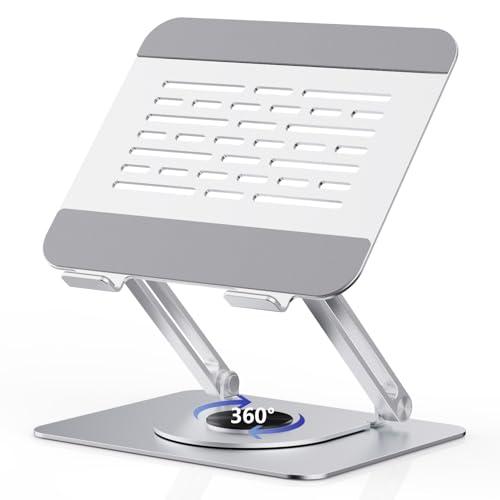 ZEEKK ノートパソコンスタンド 360回転式 PC/タブレットスタンド 教卓スタンド 角度/高さ無段階調節 人間工学設計 折りたたみ式 放熱 | 