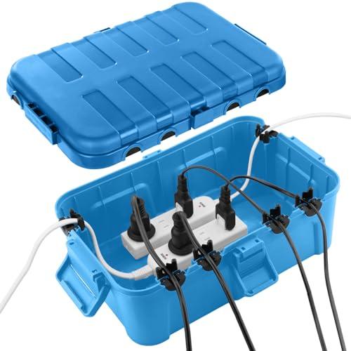 RESTMO 大型コンセントボックス 屋外 電源 防水 ボックス IP54 雨よけ 耐候性 ガーデンライト、タイマー、コンセントプラグに最適 青 | 