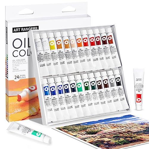 LIGHTWISH 油絵の具 学習油絵セット 24色 x 12ml キャンバス絵画用の豊富な顔料油ベースの絵の具、初心者、学生、大人向けの非毒性 | 