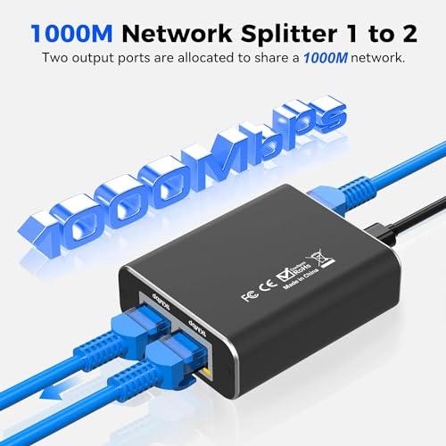 LAN 分配器 1入力2出力 2台同時使用 高速1000Mbps イーサネットアダプタ LANケーブル 分配器 LANケーブル 分岐 LAN ハ |  | 02