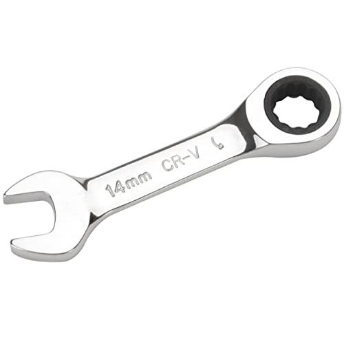 コンビネーションレンチ ラチェットレンチ 片口スパナ ショートタイプ CRV製 車メンテナンス 鏡面仕上げ (14mm) | 