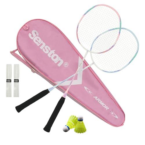 Senston 2本組みバドミントンラケットセットカーボンファイバーバドミントンラケット-1つのキャリングバッグが含まれています | 
