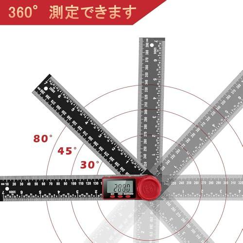 DFsucces デジタル 角度計 分度器 200mm LCD液晶画面 0-360°測定範囲 自由調整 角度測定 長さ測定 電池付属 角度ルーラ |  | 01