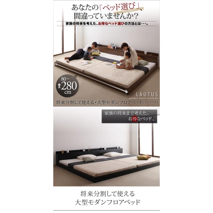 大型 フロアベッド LAUTUS ラトゥース スタンダードボンネルコイルマットレス付き ワイドK280(D+D) フレーム色:ブラック マットレス色:ホワイト