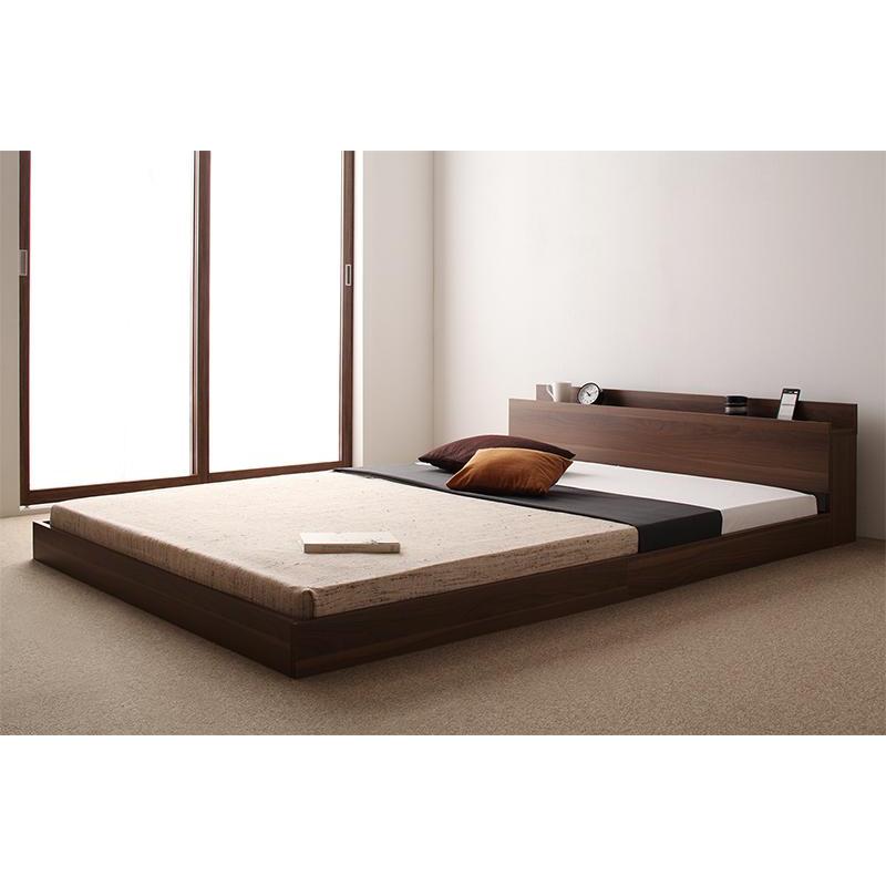 大型 フロアベッド LAUTUS ラトゥース スタンダードポケットコイルマットレス付き ダブル フレーム色:ウォルナットブラウン マットレス色:ブラック