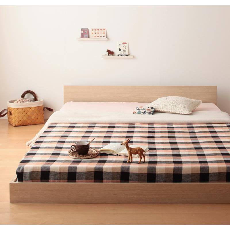 大型 フロアベッド 〔Grati〕グラティー 〔マルチラススーパースプリングマットレス付き〕 セミシングル ウォルナットブラウン