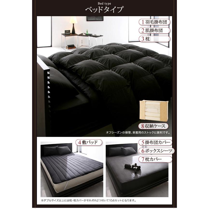 新しい到着 ポーランド産ダウン93 プレミアムゴールドラベル 羽毛布団 8点セット Lathyrus ベッドタイプ ダブル サイレントブラック 楽天1位 Wjhni Com