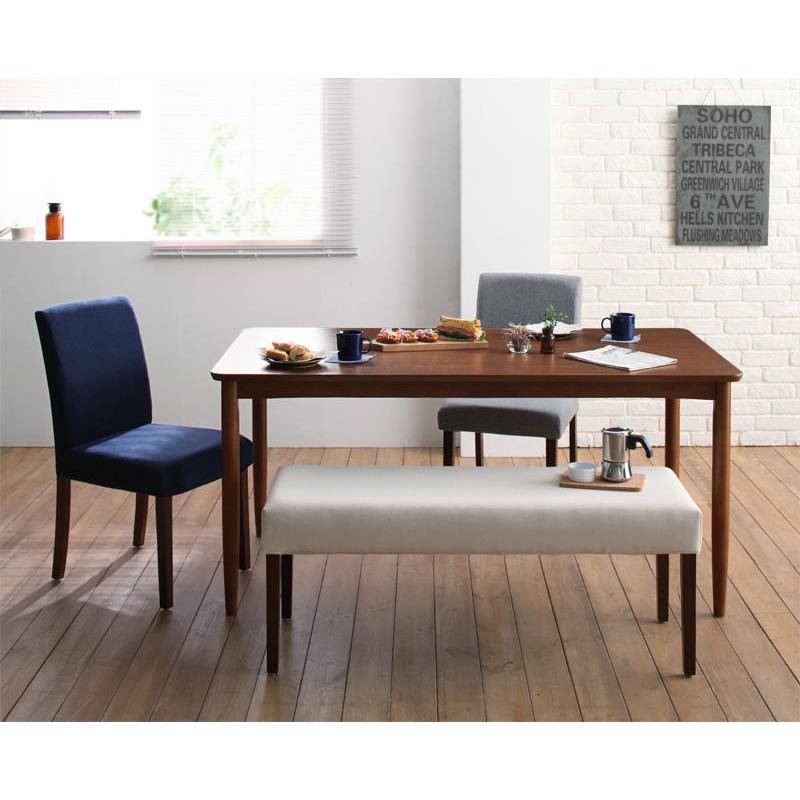 洗濯機で洗える カバーリングチェアダイニング Timo ティモ 4点セットB テーブルW150+ベンチ×1+チェア×2 ベンチ グレー チェア グレー