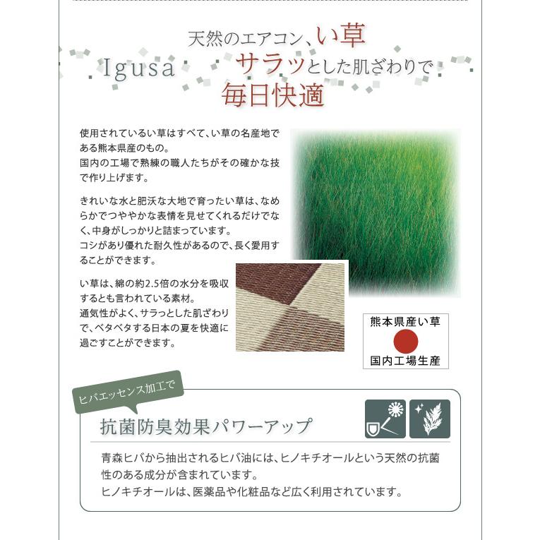 厚みが選べる3タイプ 純国産ブロック柄い草ラグ casule カジュール ウレタンなし 191×191cm ミッドナイトグレー_8