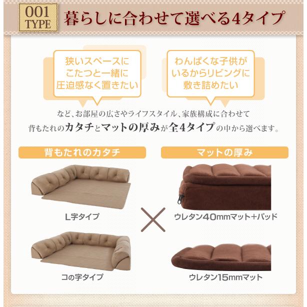 こたつに合わせるフロアコーナーソファ L字タイプ 大 40mm厚 ブラック_1
