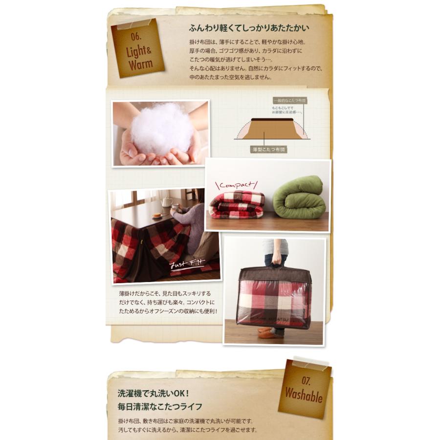 チェック柄 はっ水 省スペース こたつ布団 KECK ケック 掛け布団単品 敷き布団なし 4尺長方形 レッドの画像