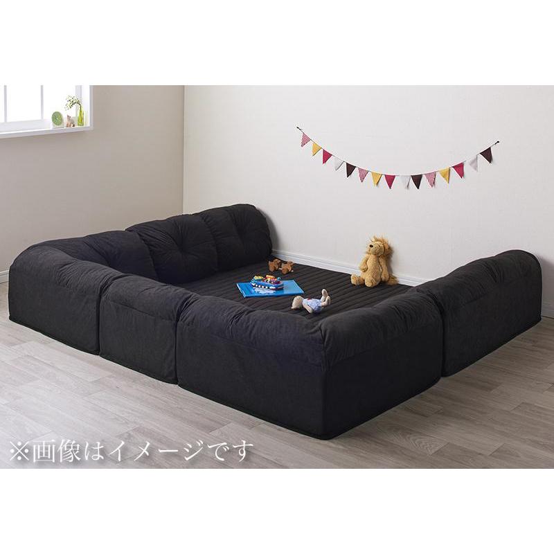 こたつに合わせる コーナーフロアソファ Wille ヴィレ コの字タイプ 大 40mm厚 ブラック ローソファ