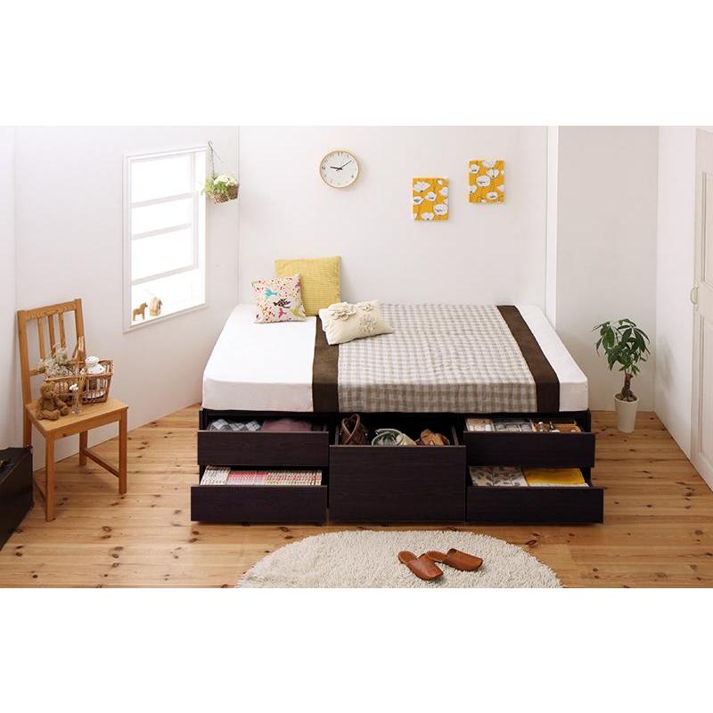 大容量チェストベッド 〔シュランク〕 〔マルチラススーパースプリングマットレス付き〕 ダブル ホワイト 〔マットレス色〕アイボリー