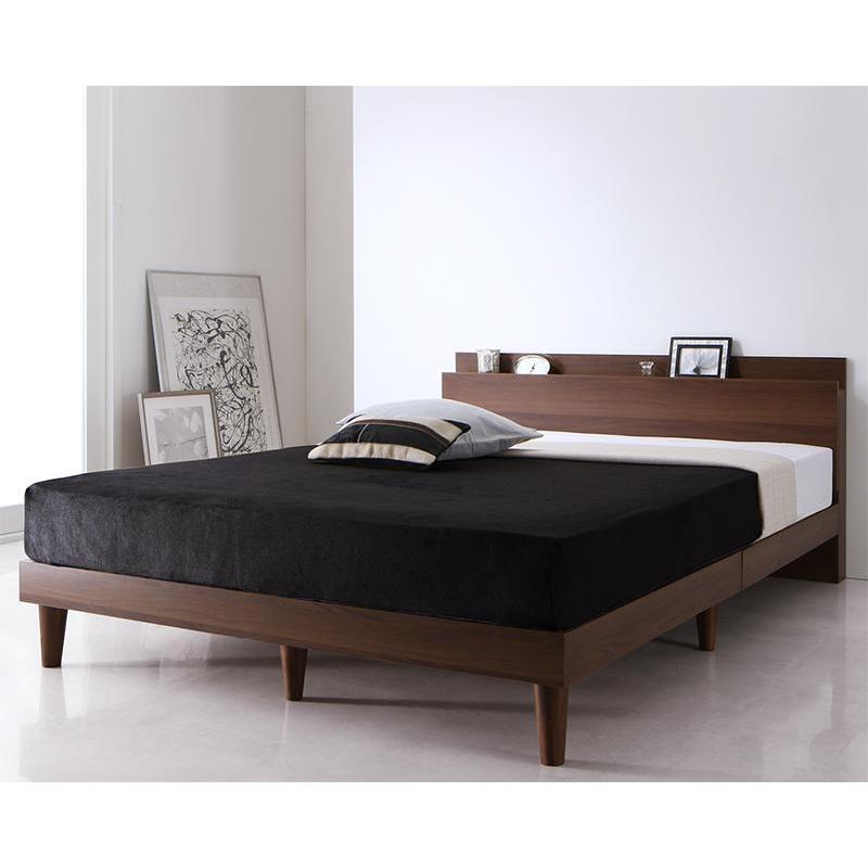 棚・コンセント付き すのこベッド レイスター プレミアムポケットコイルマットレス付き シングル フレーム色:ブラック マットレス色:ブラック