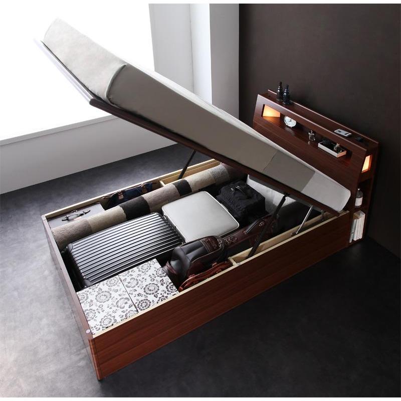 〔組立設置料込み〕跳ね上げ収納ベッド 〔サイロス〕 〔ゼルトスプリングマットレス付き〕 シングル 深さラージ 〔マットレス色〕グレー