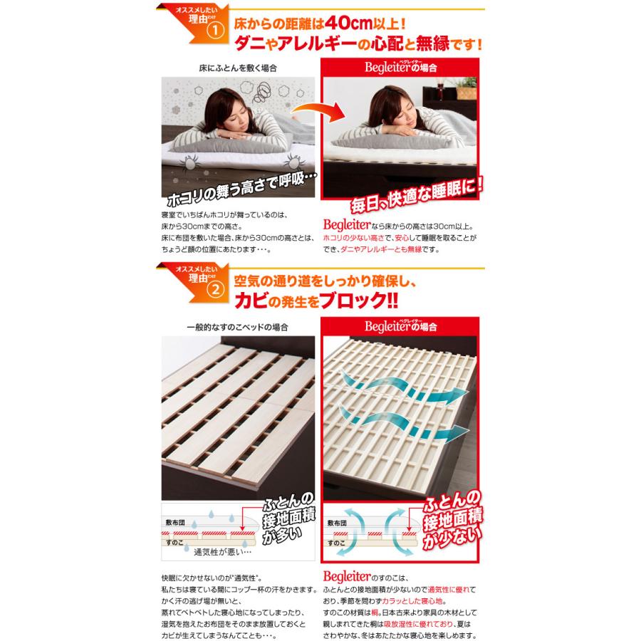 組立設置料込み 大容量すのこ跳上げベッド Begleiter フレームのみ・マットレスなし 縦開き ヘッド付 セミダブル 深さレギュラー ダークブラウン_2
