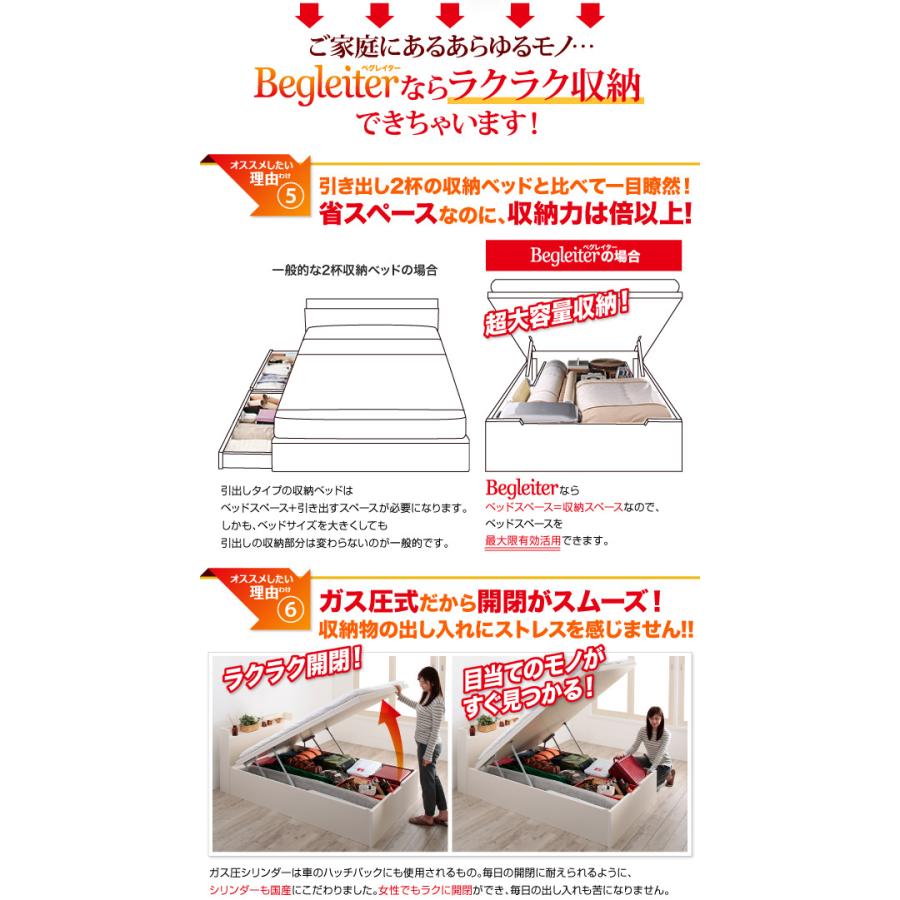 組立設置料込み 大容量すのこ跳上げベッド Begleiter フレームのみ・マットレスなし 縦開き ヘッド付 セミダブル 深さレギュラー ダークブラウン_3