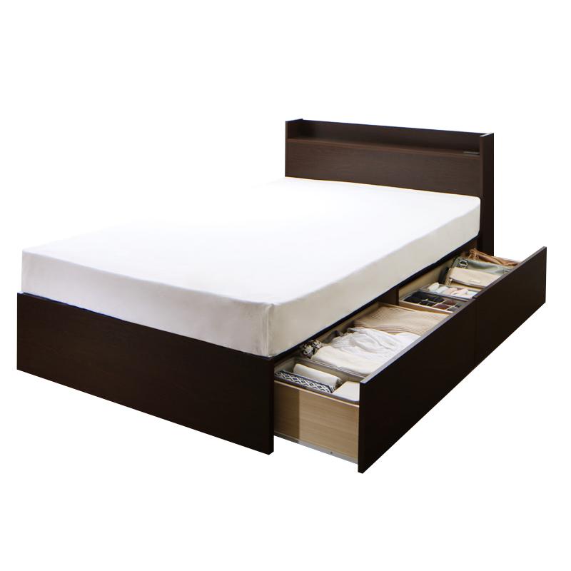 連結 棚付 収納ベッド エルネスティ 床板仕様 〔スタンダードポケットコイルマットレス付き〕 Bタイプ セミダブル ナチュラル