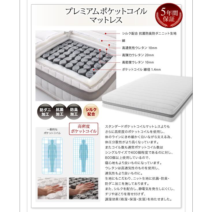 脚付きマットレスボトムベッド プレミアムポケットコイルマットレス付き キング 上段マットレス色 ブラック 【紙製】