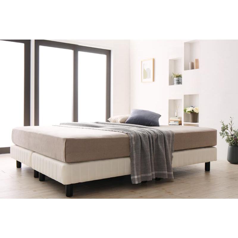 ホテルダブルクッション 脚付きマットレスボトムベッド プレミアムポケットコイルマットレス付き キング 上段マットレス色 ブラウン