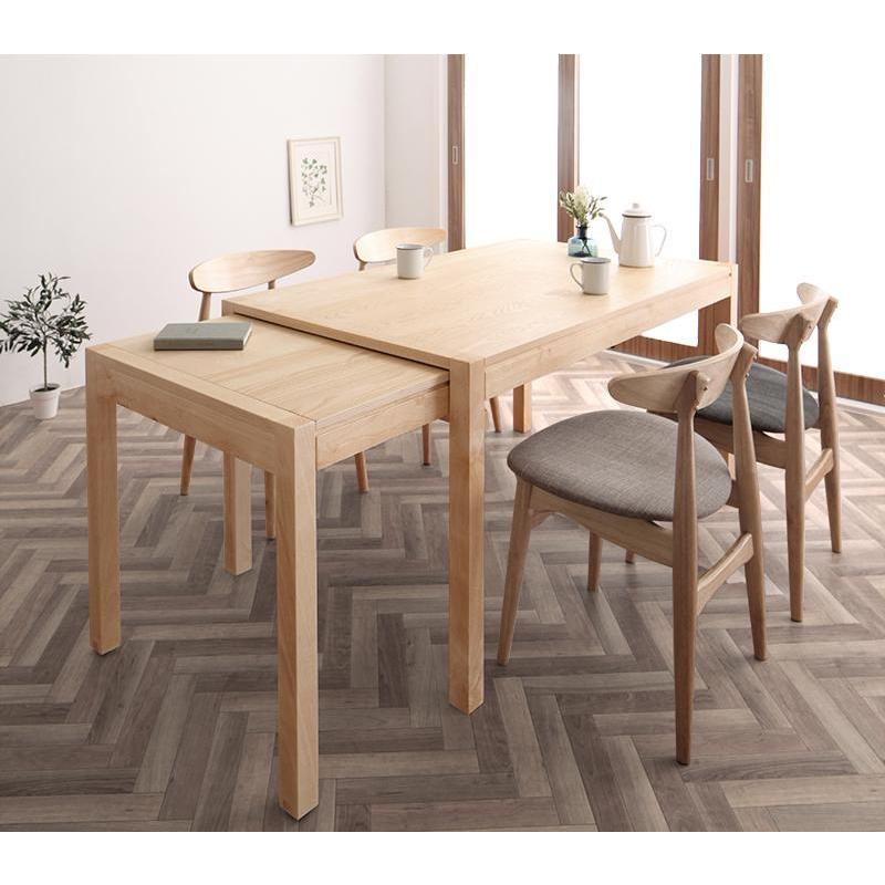 スライド伸縮テーブルダイニングシリーズ SORA 5点セット テーブルW135-235+チェア4脚 チェア色 チャコールグレー4脚