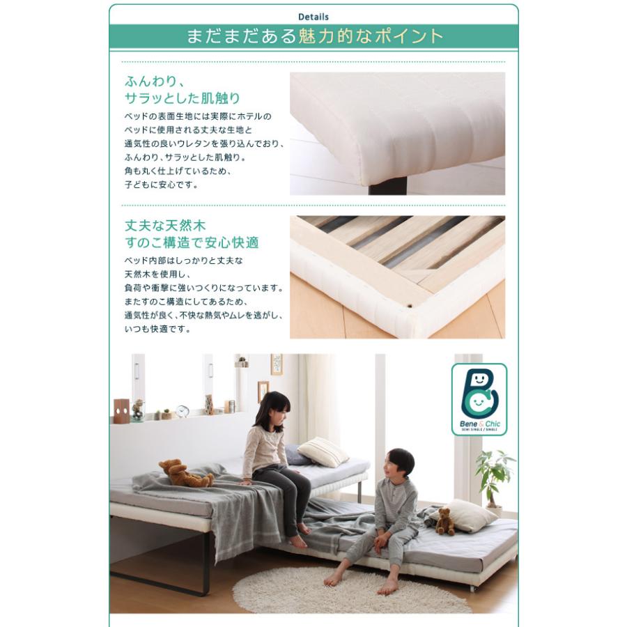 フレームのみ【未使用・訳アリ】組み立て簡単・親子ベッド・すのこ構造スライド収納・6892 省スペース スライド収納親子ベッド Bene＆Chic 子ベッド単品 親ベッド