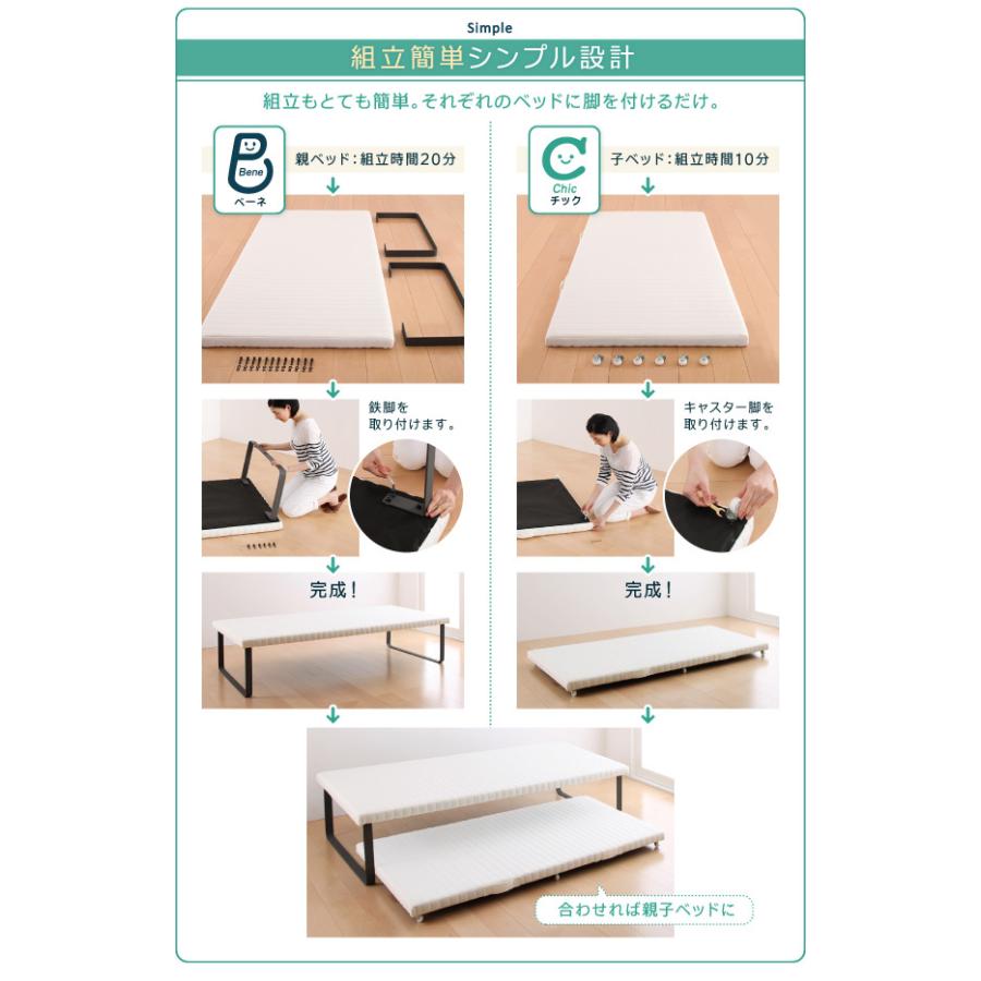 省スペース スライド収納親子ベッド Bene＆Chic 子ベッド単品 親ベッド 