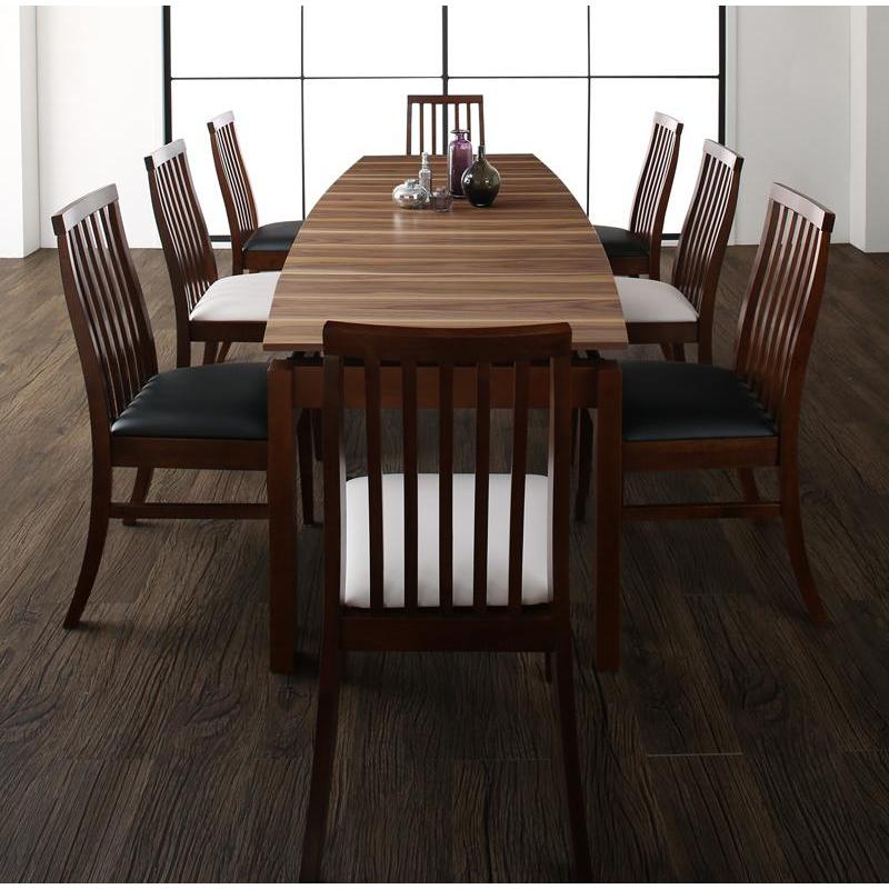 天然木ウォールナット材ハイバックチェアダイニングシリーズ 〔Austin〕オースティン 9点セット(テーブル+チェア8脚) 〔チェア色〕ブラック8脚