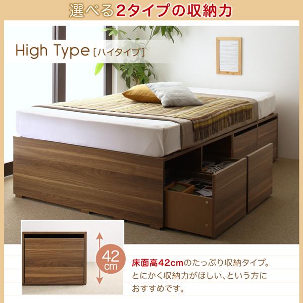 〔薄型スタンダードポケットコイルマットレス付き〕 引き出しなし ハイタイプ シングル 【ヘッド】 ブラック