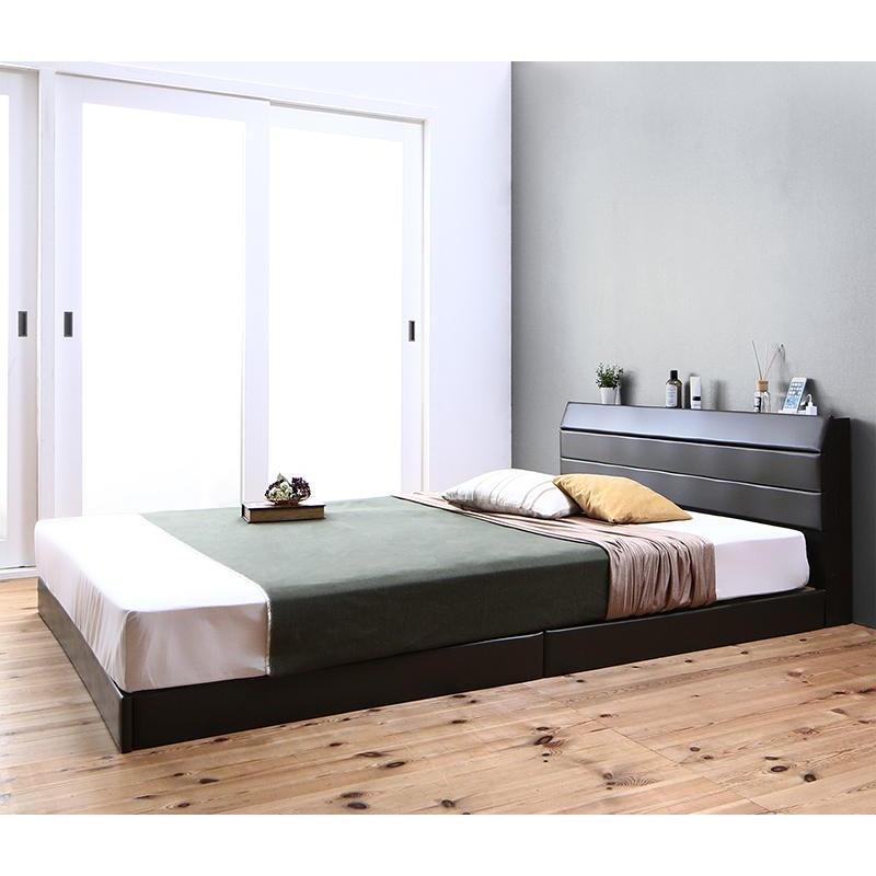 親子で寝られる 棚付き レザー連結ベッド ファミリーナ ボンネルコイルマットレス付き シングル フレーム色:ダークブラウン