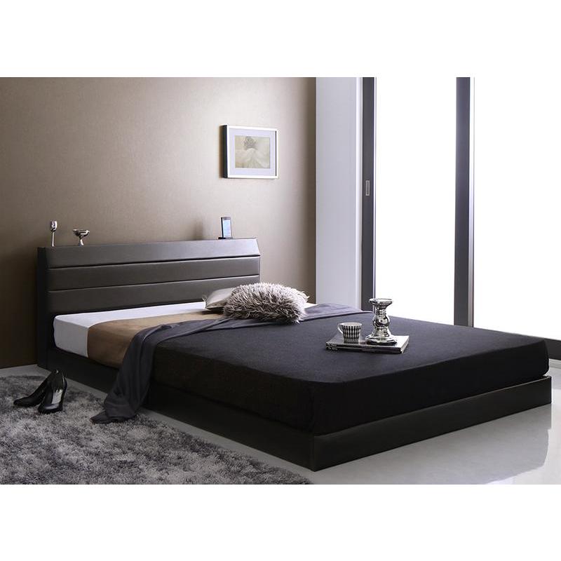 棚・コンセント付き レザーすのこベッド 〔Ivan〕イヴァン 〔国産ボンネルコイルマットレス付き〕 シングル 〔フレーム色〕ホワイト