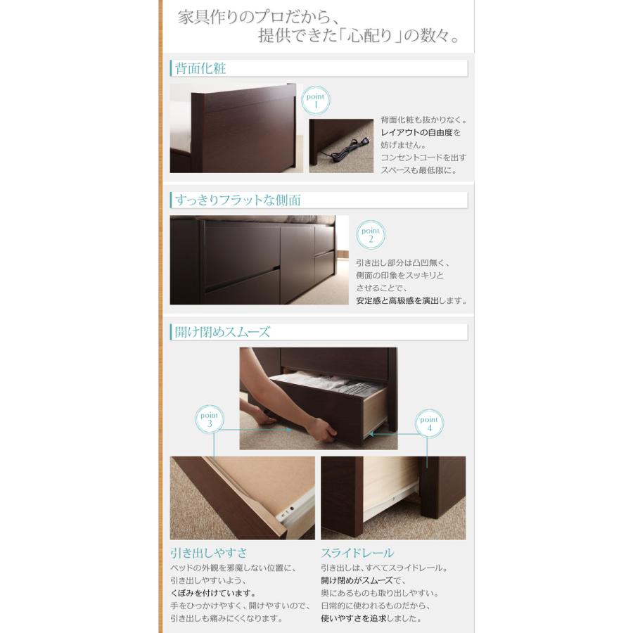 激安通販  〔組立設置料込み〕棚付き チェストベッド 〔Steady〕ステディ 〔薄型プレミアムポケットコイルマットレス付き〕 セミシングル 〔フレーム色〕ダークブラウン