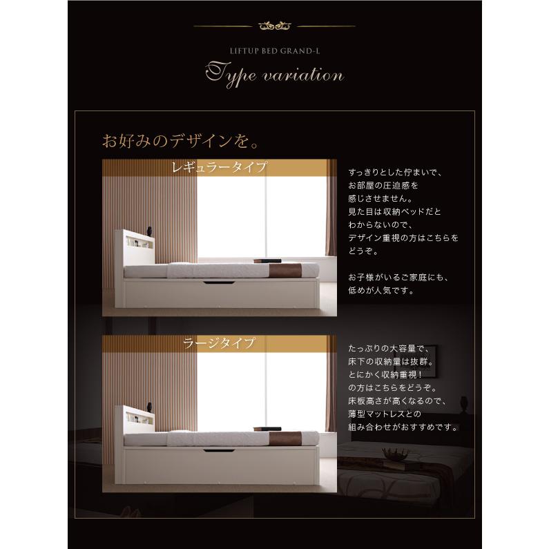 跳ね上げベッド 〔グランド・エル〕 〔薄型スタンダードボンネルコイルマットレス付〕 縦開き シングル 深さレギュラー 〔フレーム〕DBR_2